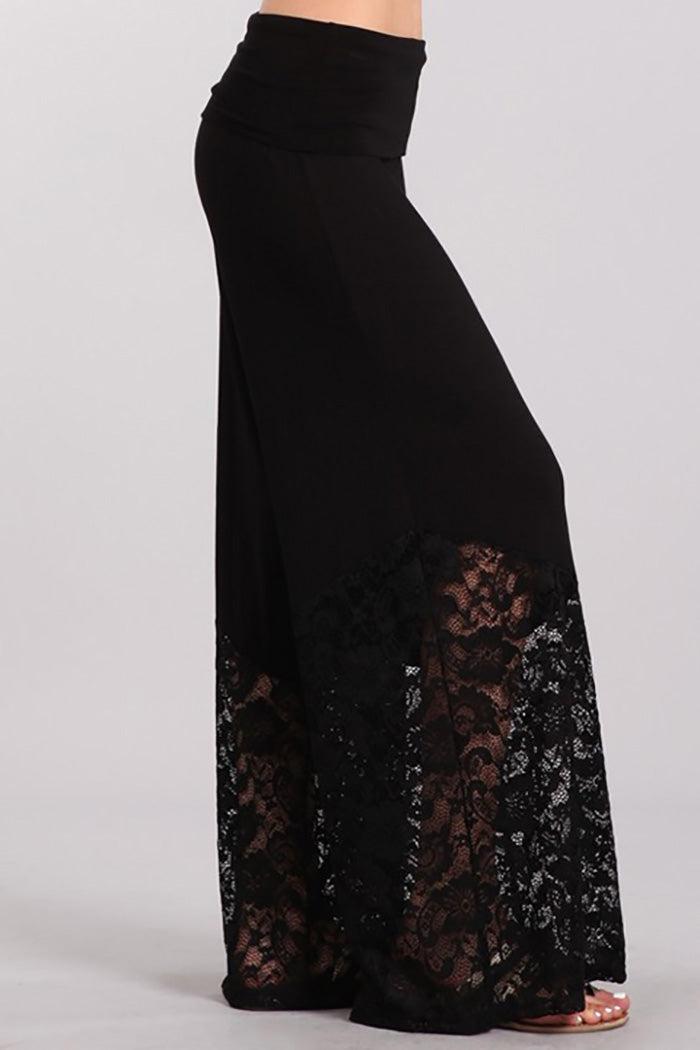 Lace Contrast Palazzo Pants Product Image