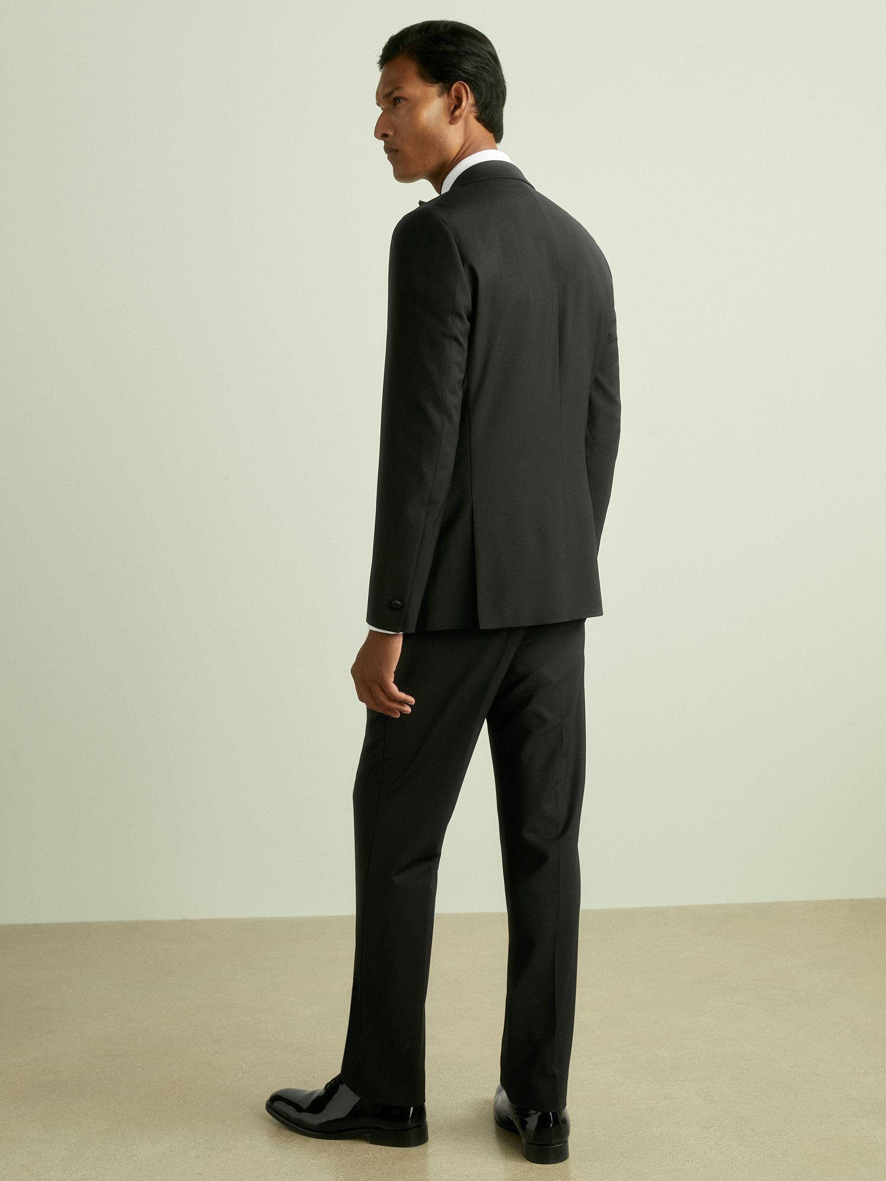 Regular Fit Single Breasted Tuxedo Jacket in Black Product Image