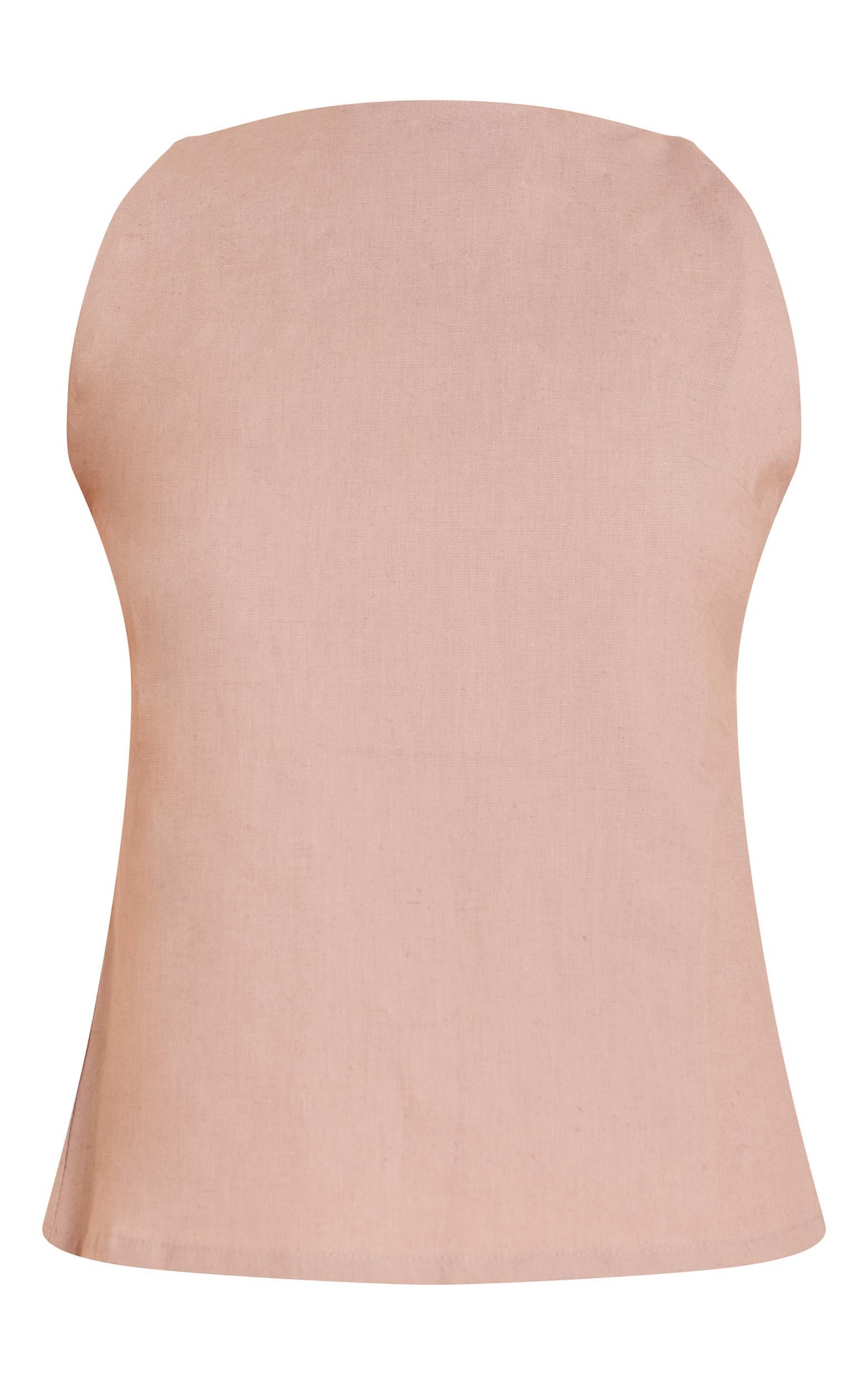 Taupe Linen Blend Back Detail Long Cami Top Product Image