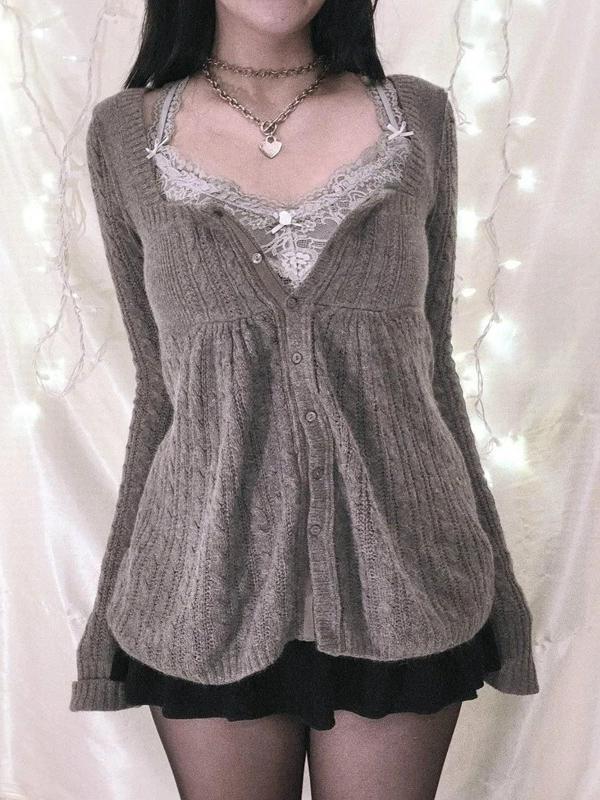 Vintage Button Knitted Cardigan Product Image