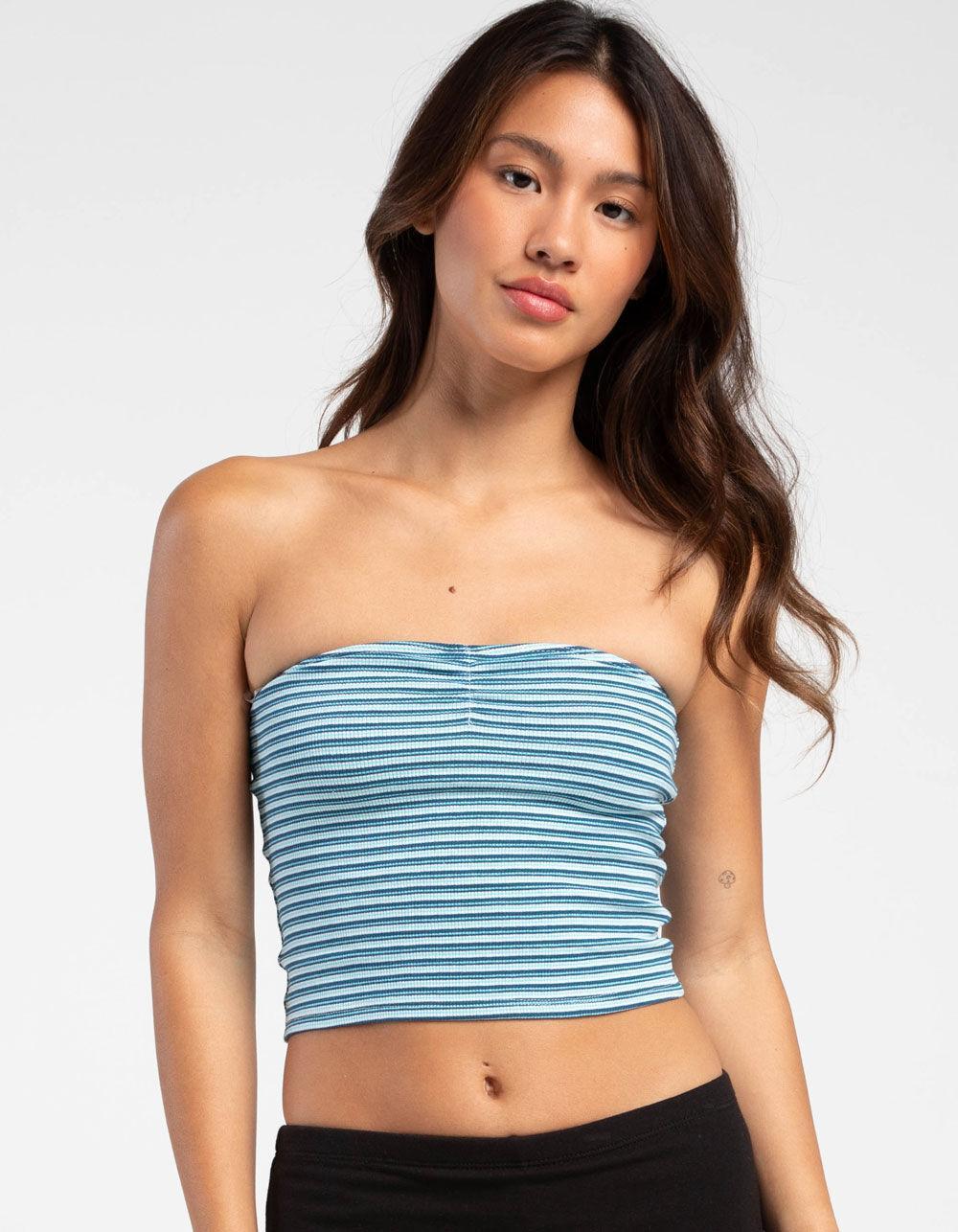 FULL TILT Stripe Cinch Womens Tube Top - BLUE Product Image