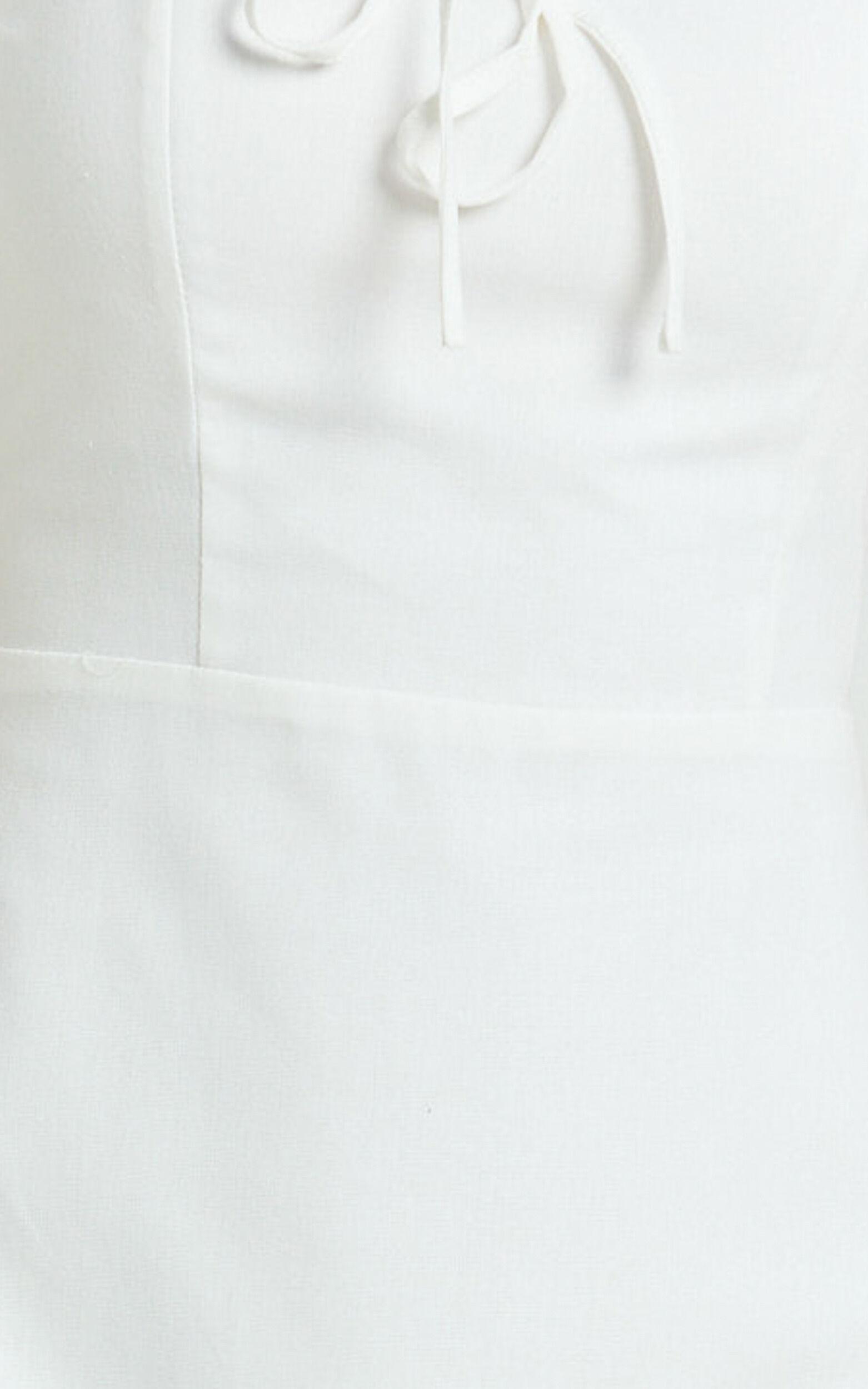 Jules Mini Dress - Puff Sleeve Square Neck Fit And Flare Dress in White Product Image