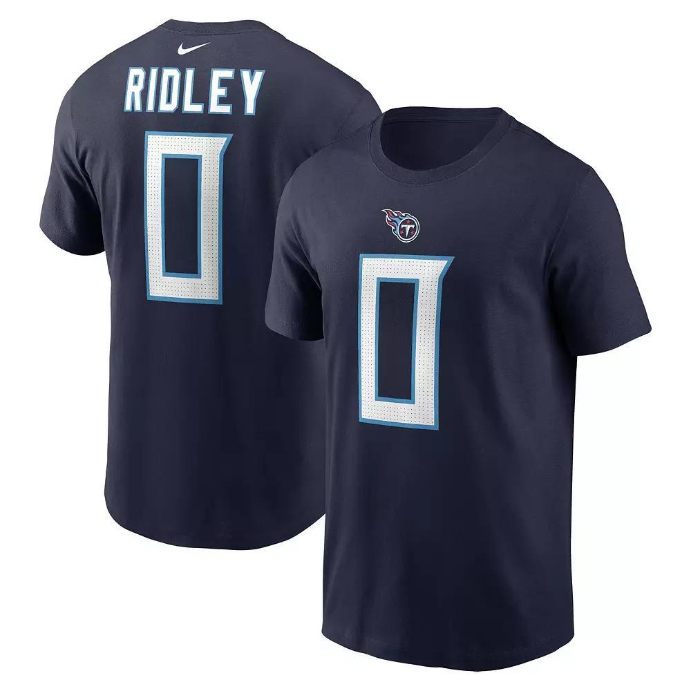 Men's Nike Calvin Ridley Navy Tennessee Titans Player Name & Number T-Shirt, Size: Small, Blue Product Image