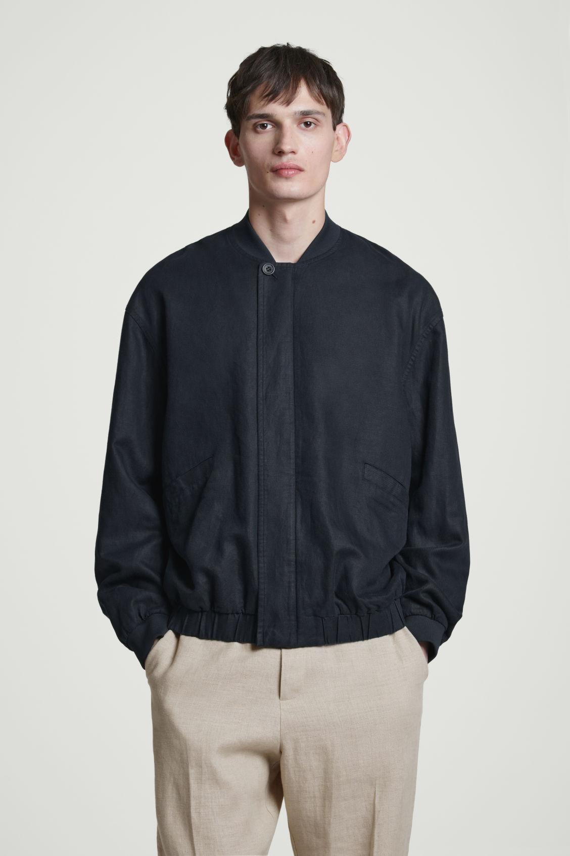 LINEN BOMBER JACKET Product Image