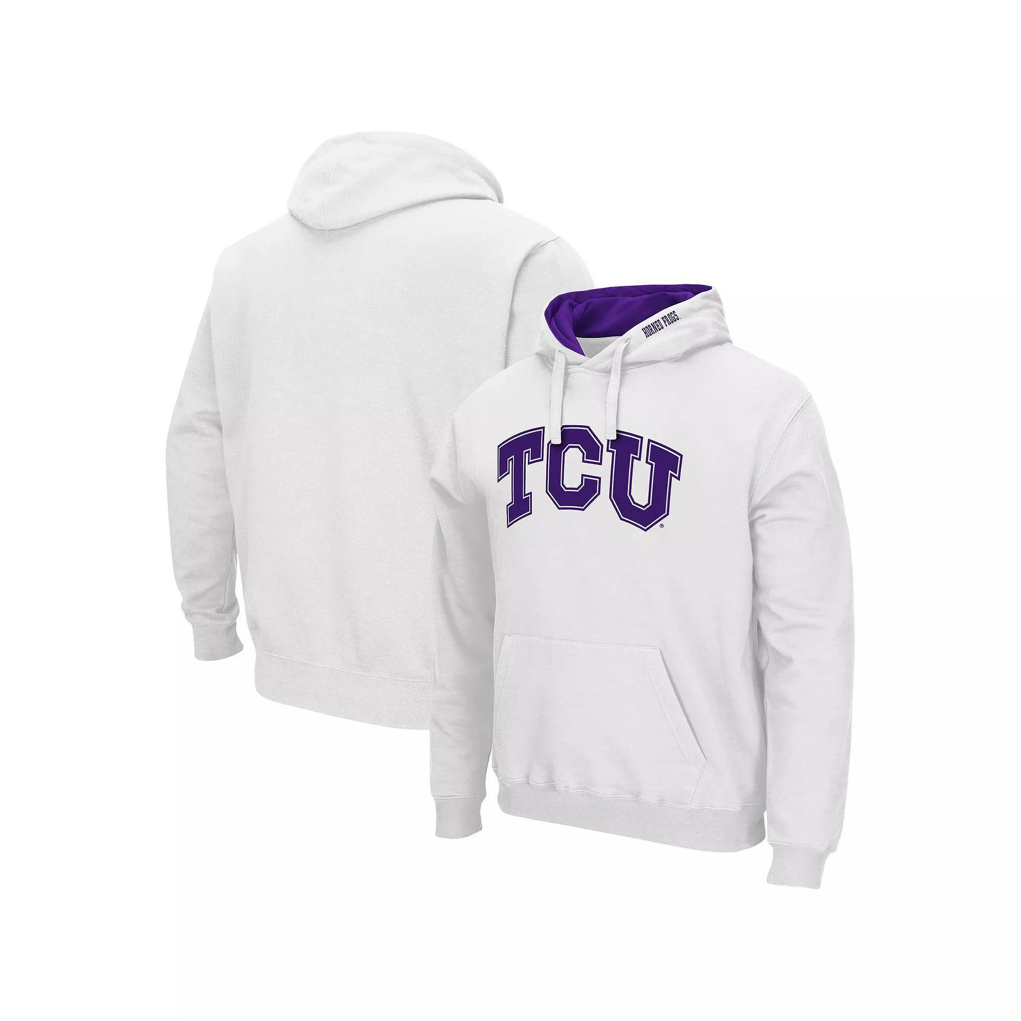 Men's Colosseum White TCU Horned Frogs Arch & Logo 3.0 Pullover Hoodie,  Product Image