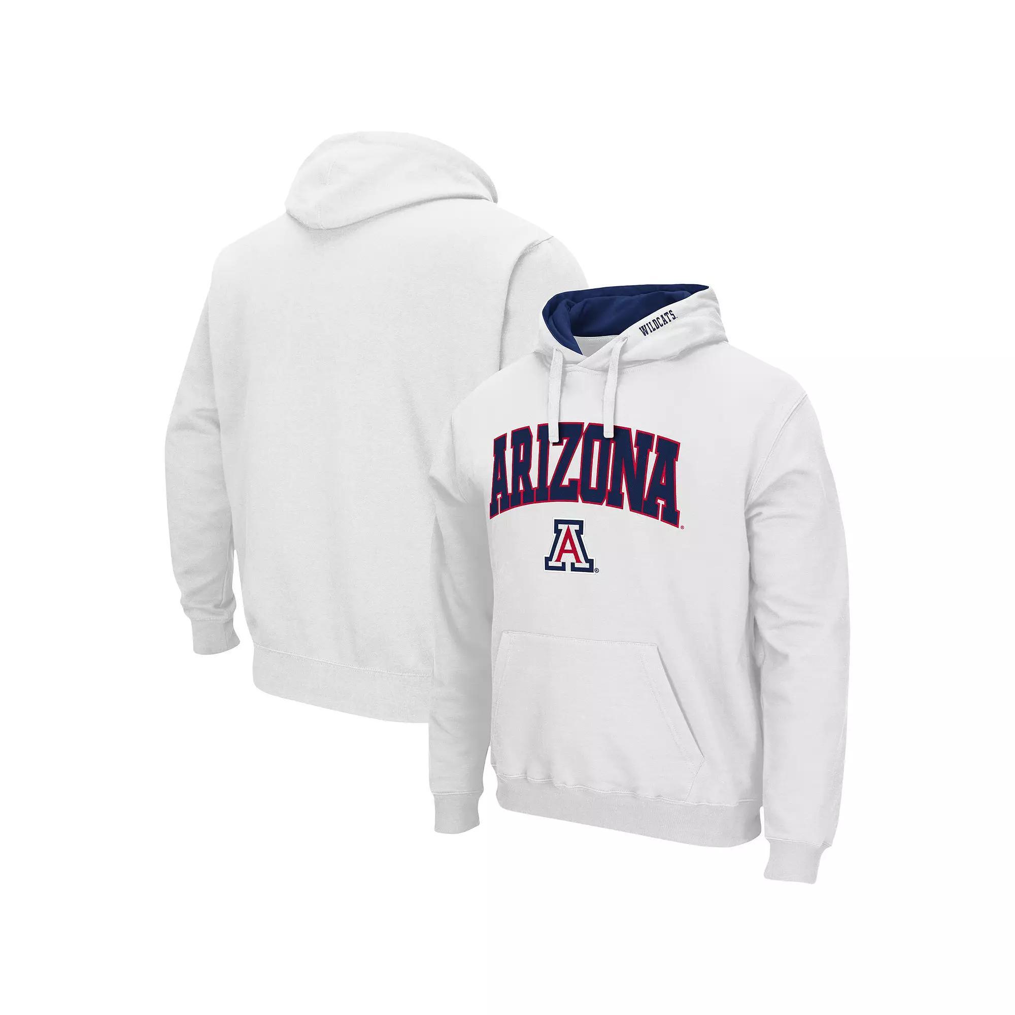 Men's Colosseum White Arizona Wildcats Arch & Logo 3.0 Pullover Hoodie,  Product Image