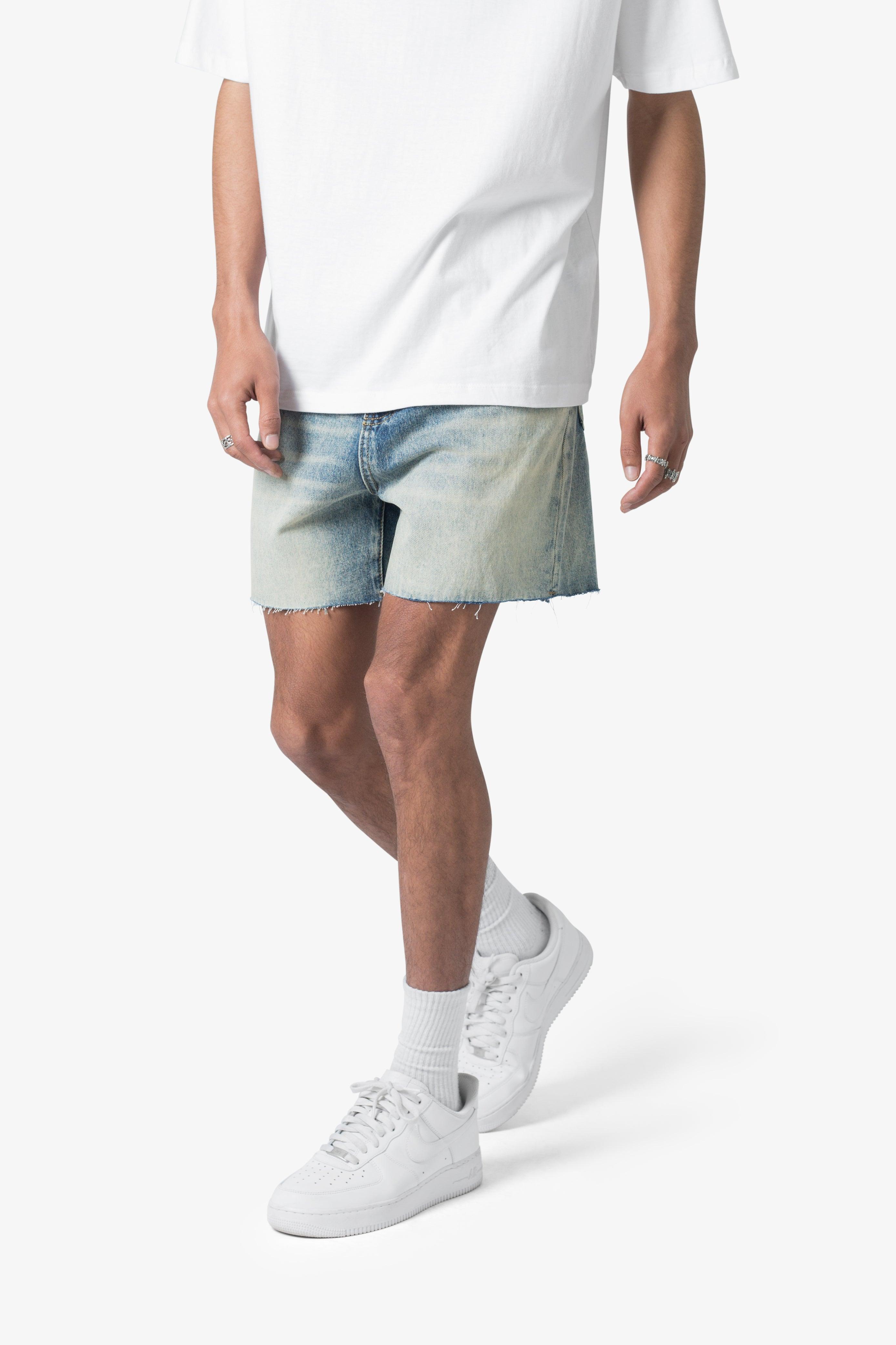 Cut Off Denim Shorts - Blue Product Image