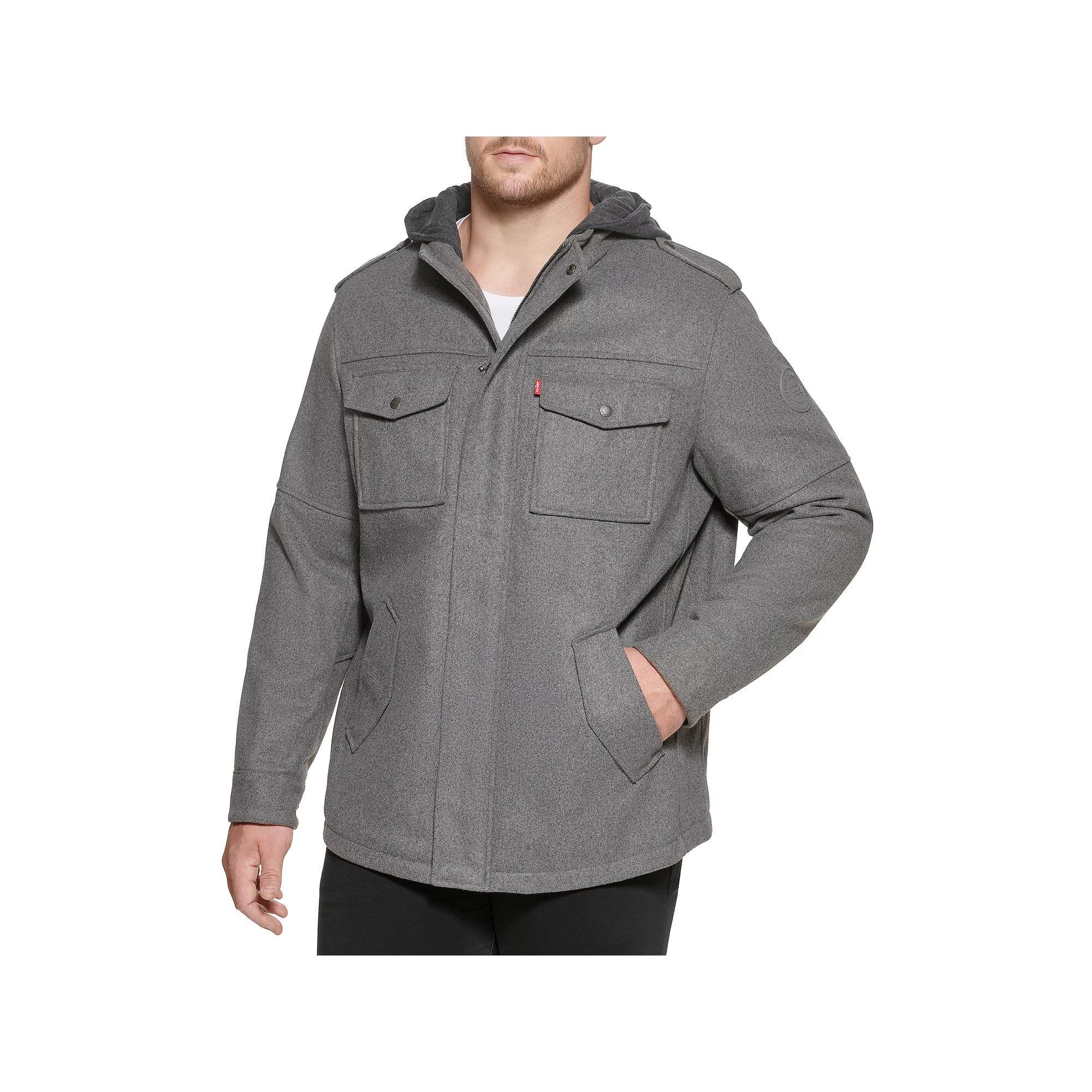 Big & Tall Levis Wool Blend Jacket with Hood, Mens Product Image