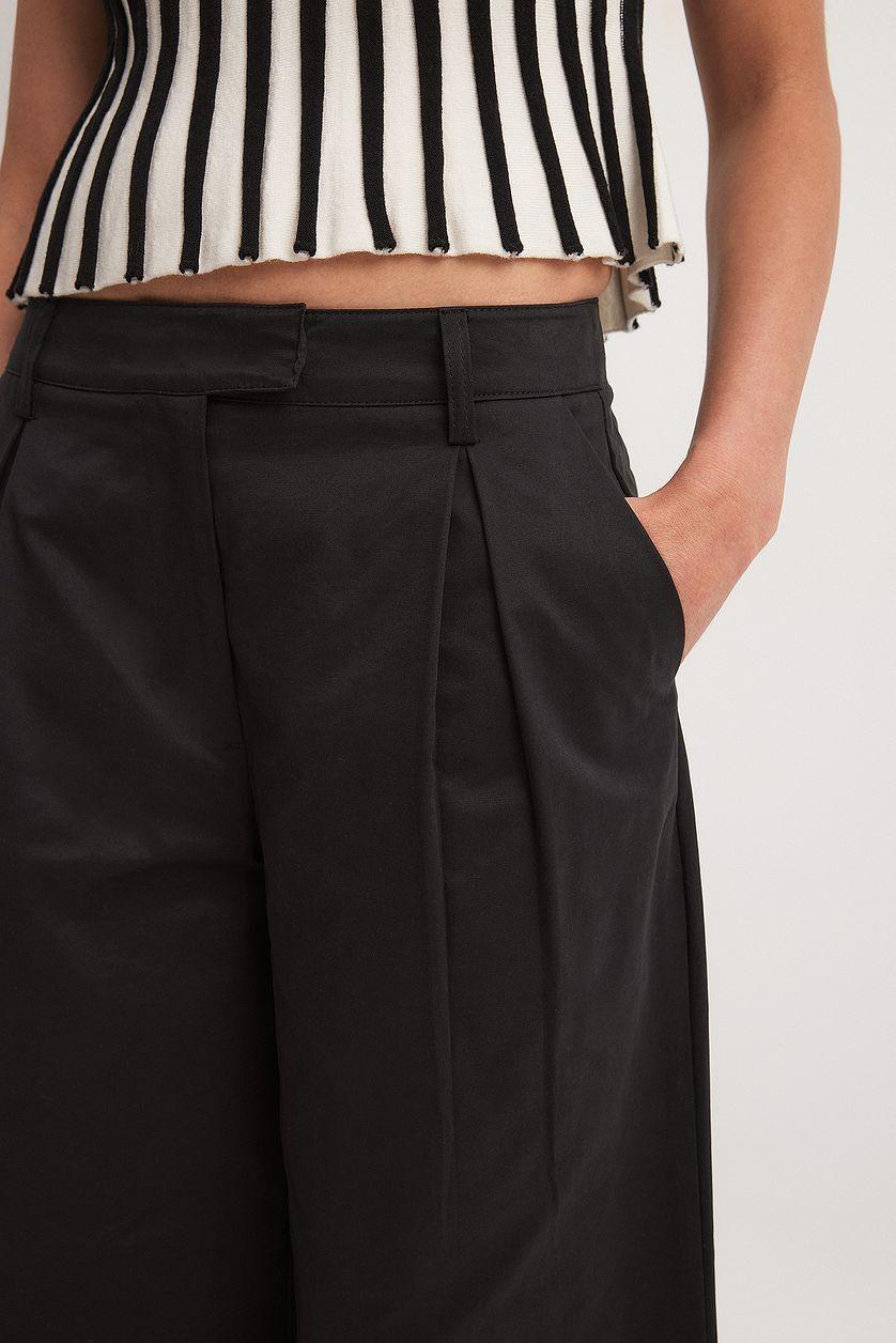 Fold Up Detail Mid Waist Pants Product Image