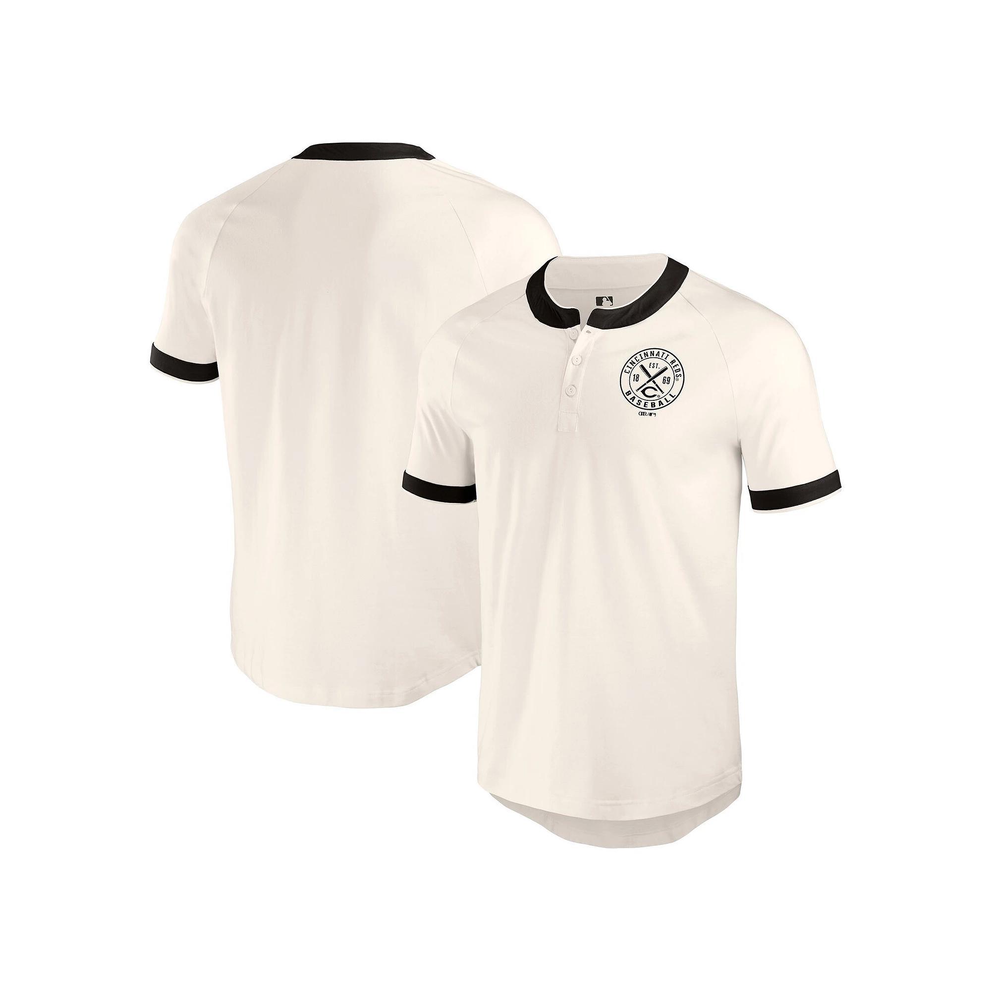 Men's Darius Rucker Collection by Fanatics White Cincinnati Reds Henley Raglan T-Shirt, Size: Small, Red White Product Image
