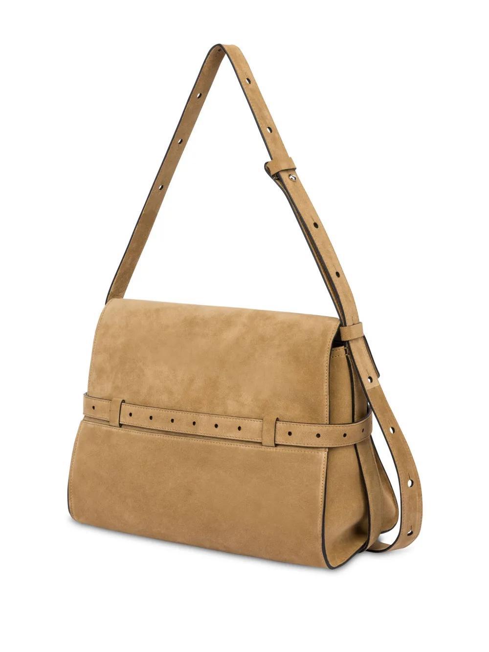 MOSCHINO Mini Tie Me Nappa Top Handle Bag In Beige Product Image