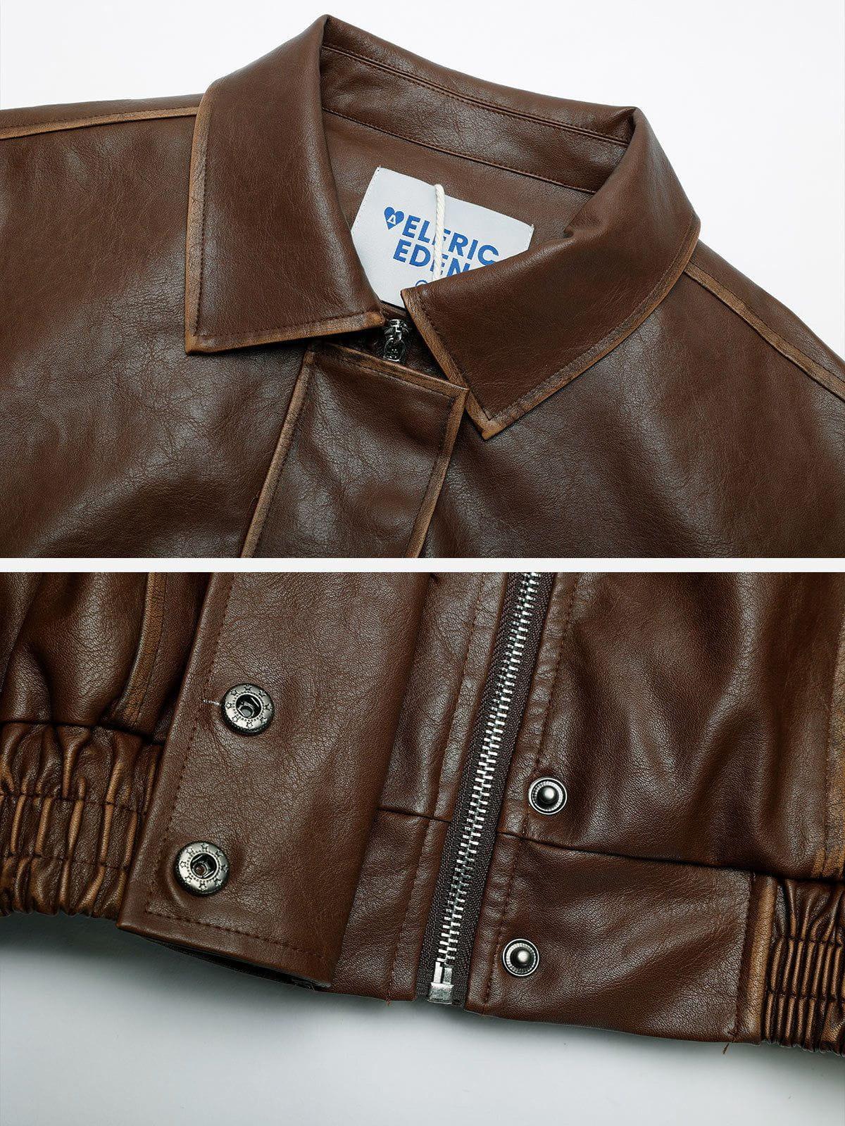 Aelfric Eden Line Patchwork Faux  Leather Jacket Product Image