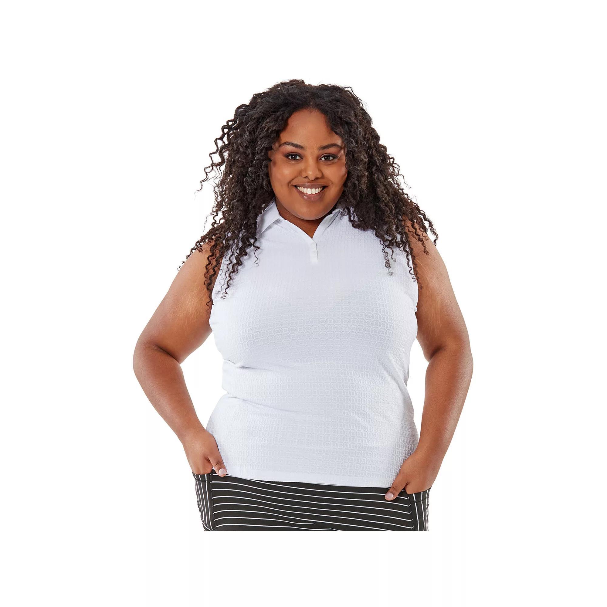 Plus Size Nancy Lopez Journey Sleeveless Polo, Women's, Size: 1XL, White Product Image