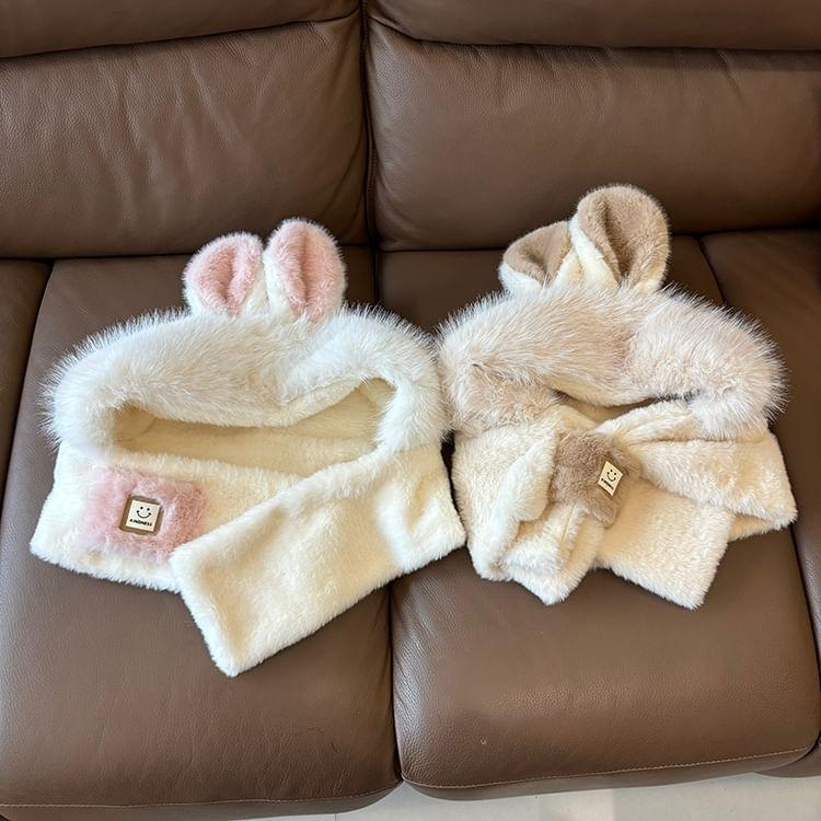 Rabbit Ear Hooded Fluffy Scarf Product Image