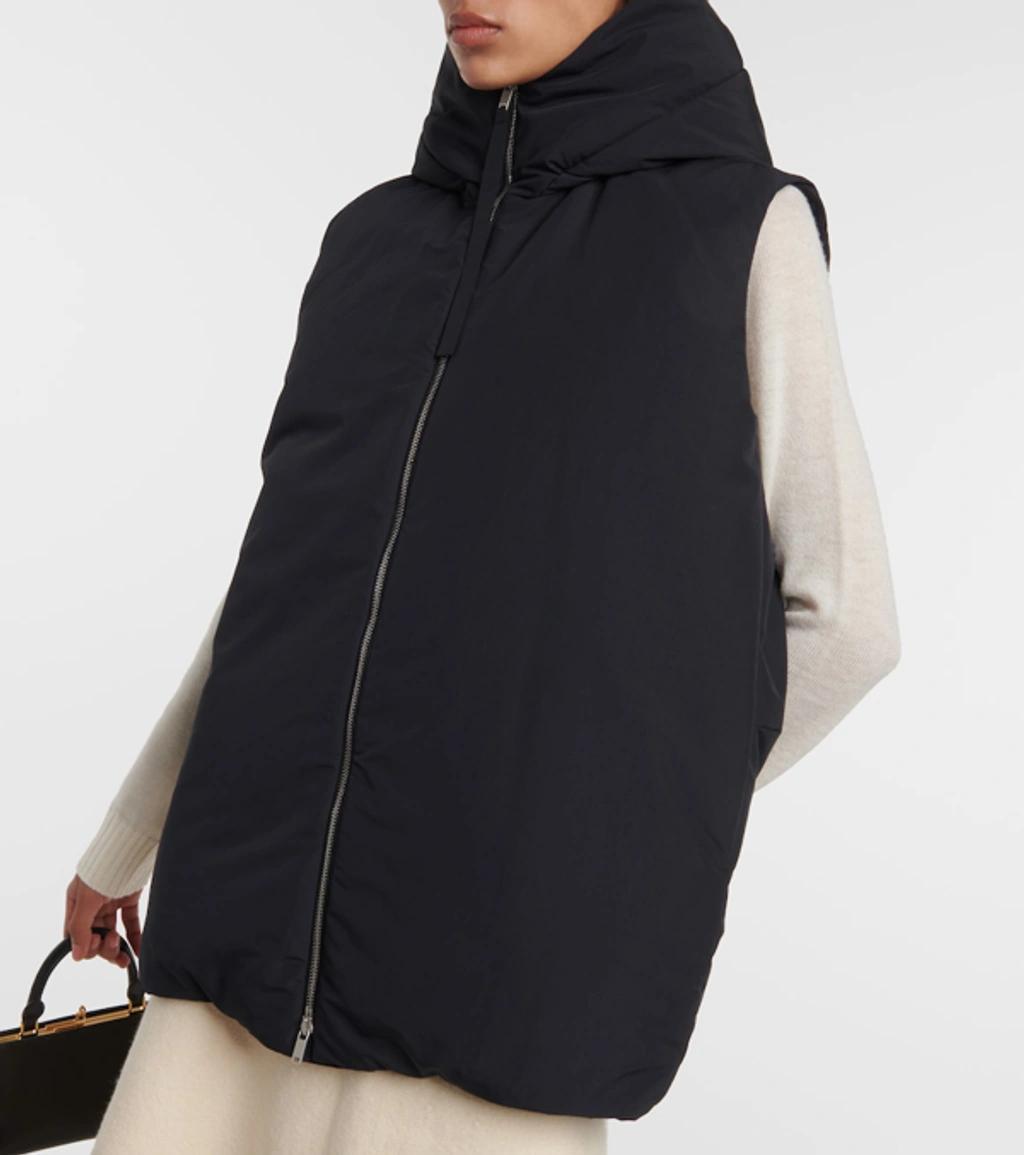 JIL SANDER Oversized Hooded Down Vest In Black Product Image