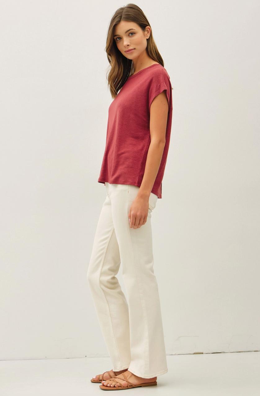 Linen Blend Cap Sleeve Tee Product Image