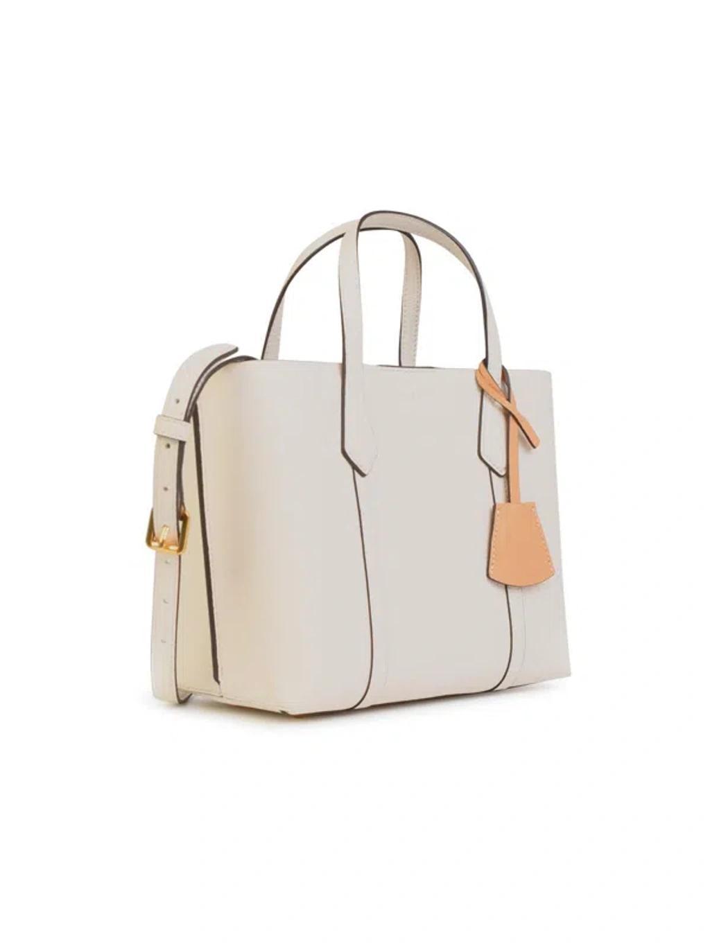 TORY BURCH Perry Logo Printed Small Tote Bag In White Product Image