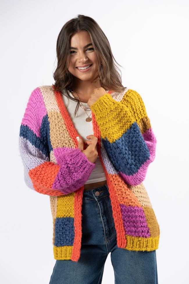 Still Deciding Multi Color Block Cardigan FINAL SALE Product Image