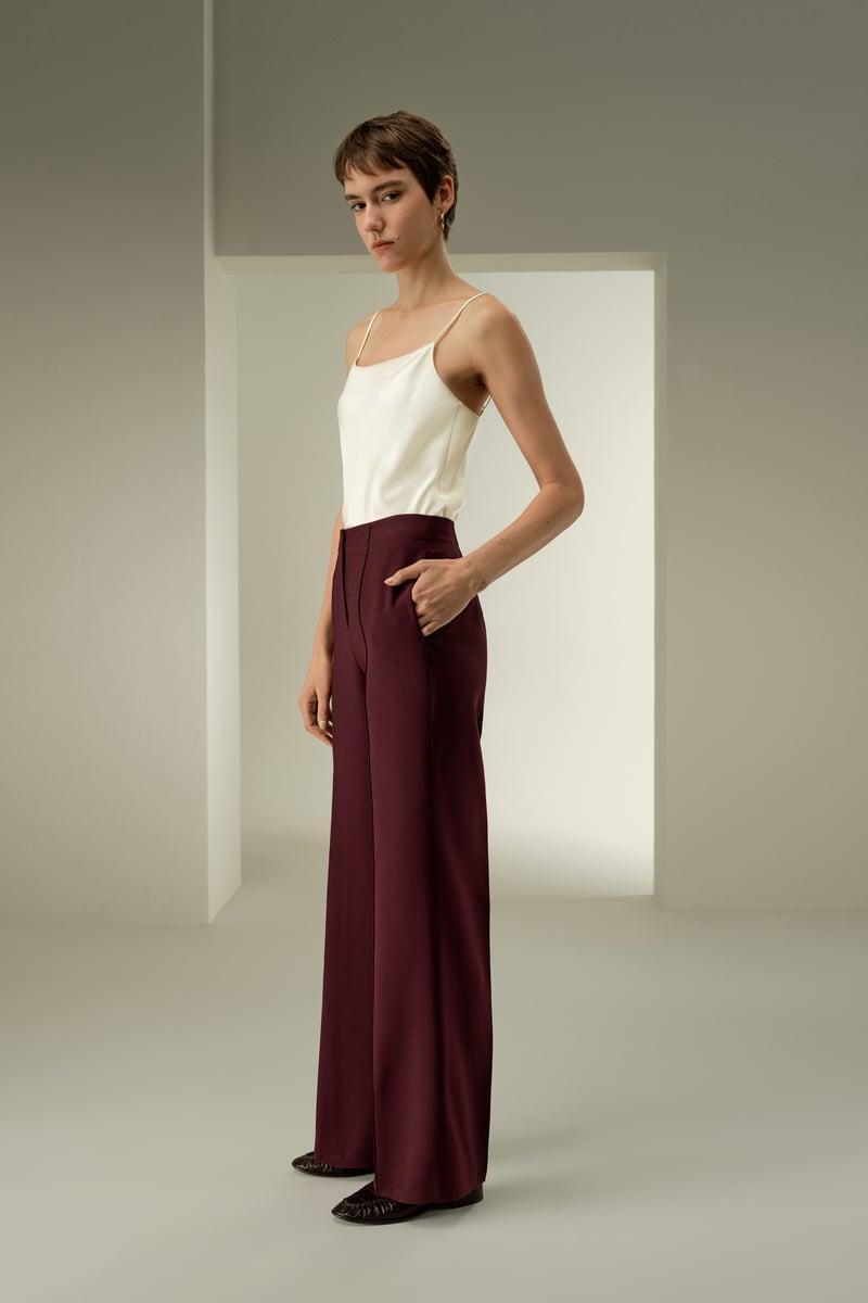 Silk-Wool Twill Flare Pants Product Image