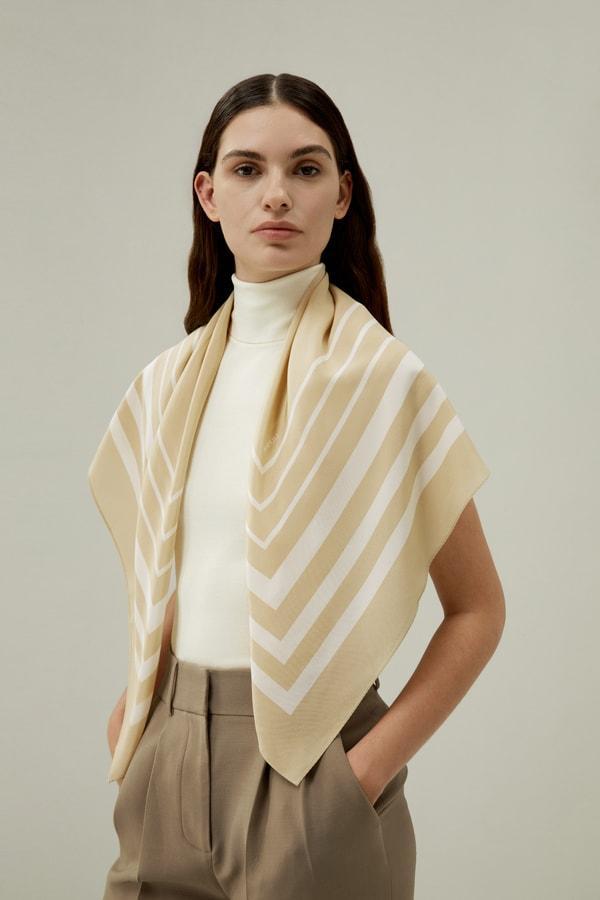 Geometric Print Silk Scarf Product Image