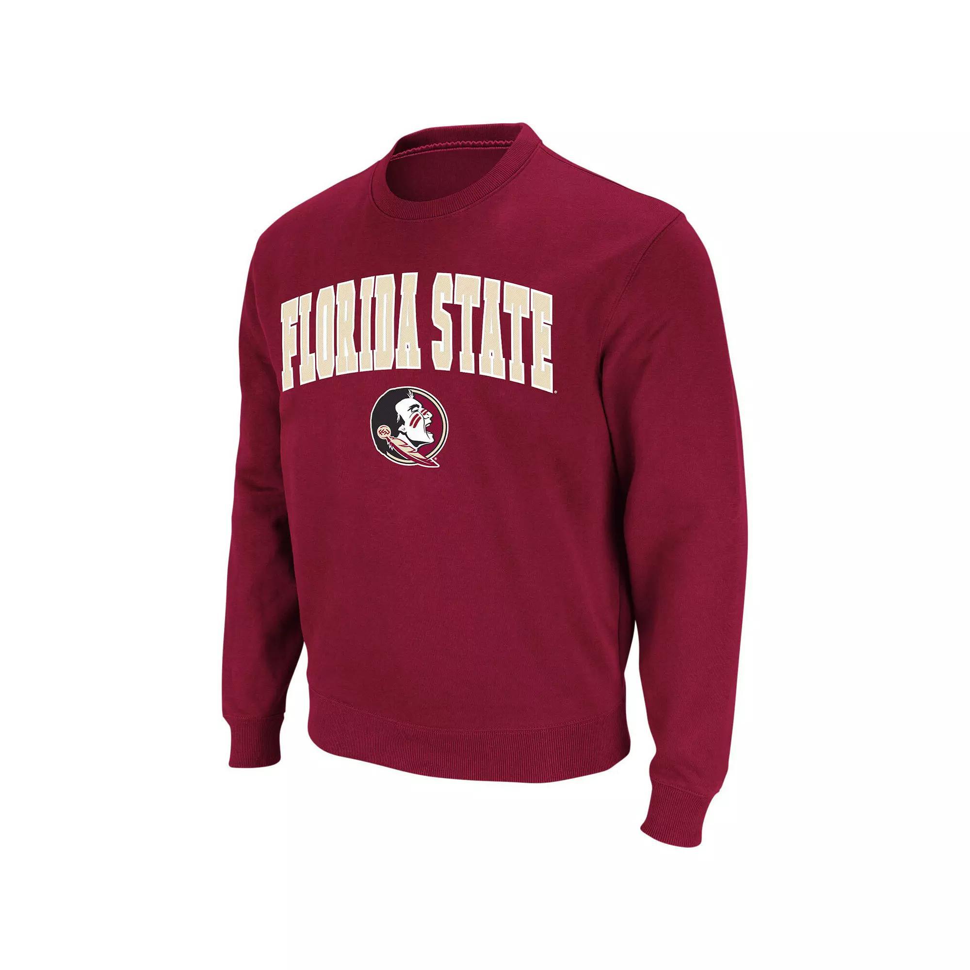 Men's Colosseum Garnet Florida State Seminoles Arch & Logo Crew Neck Sweatshirt,  Product Image