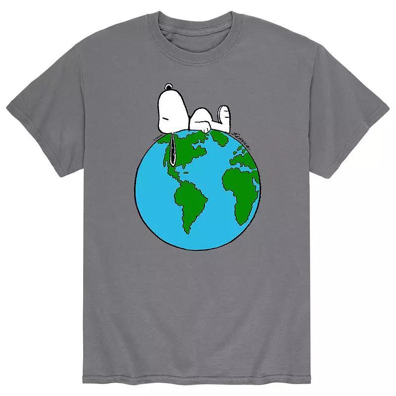 Men's Peanuts Top of The World Tee, Size: Small, Grey Grey Product Image