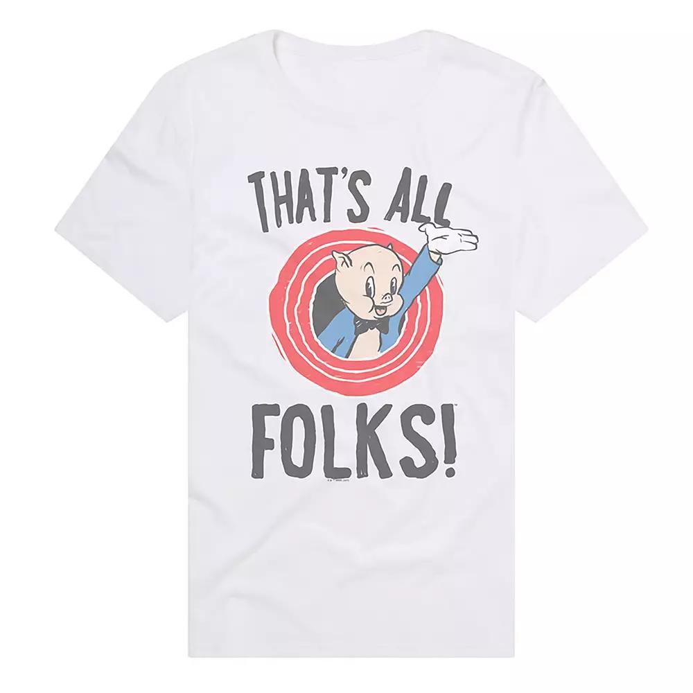 Men's Looney Tunes "That's All Folks" Graphic Tee, Size: XXL, White Product Image