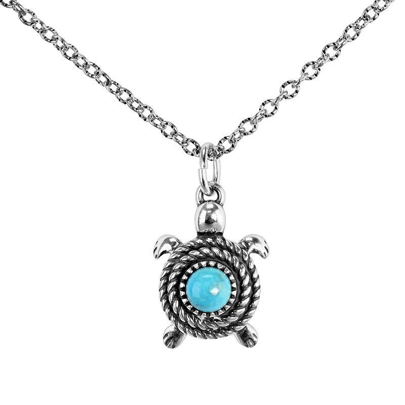 Southwest Spirit Sterling Silver and Turquoise Spirit Turtle Necklace, Womens Product Image