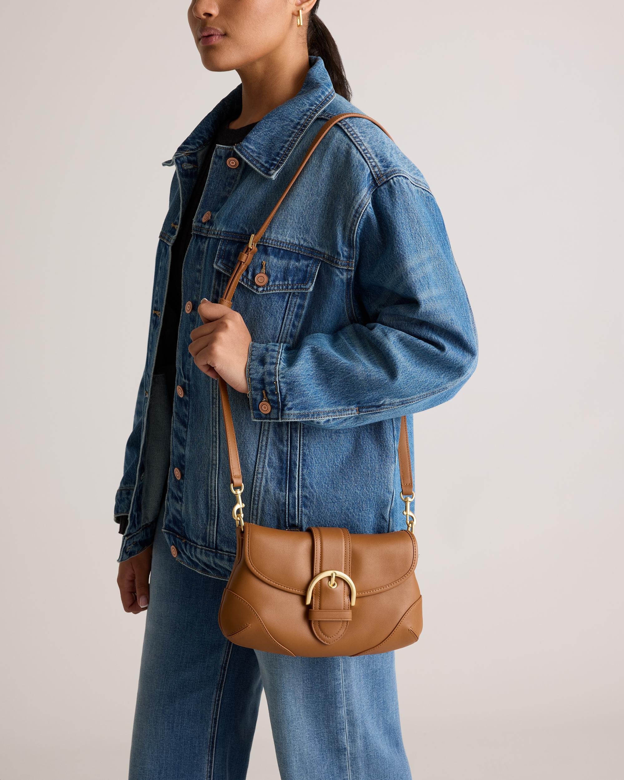 Quince | Women's Italian Leather Buckle Detail Shoulder Bag Product Image