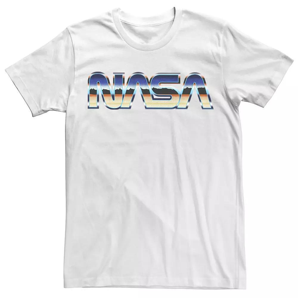 Men's NASA Dune Landscape Retro Chrome Logo Tee, Size: Small, White Product Image