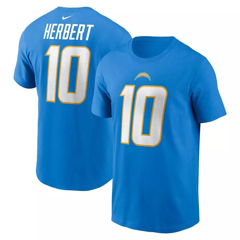 Men's Nike Justin Herbert Powder Blue Los Angeles Chargers Player Name & Number T-Shirt, Size: XL, Light Product Image