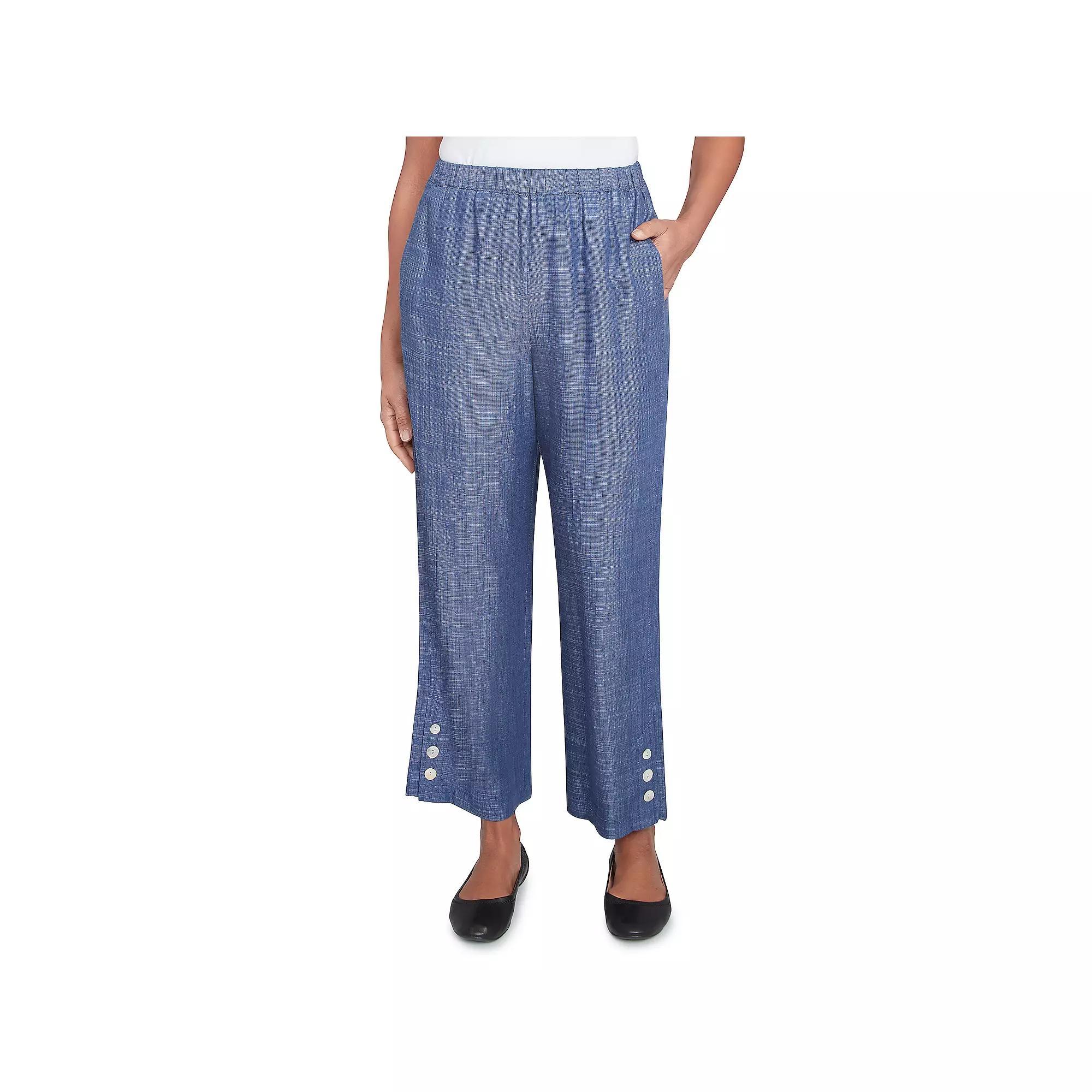 Women's Alfred Dunner Relaxed Button Detail Ankle Pants,  Product Image