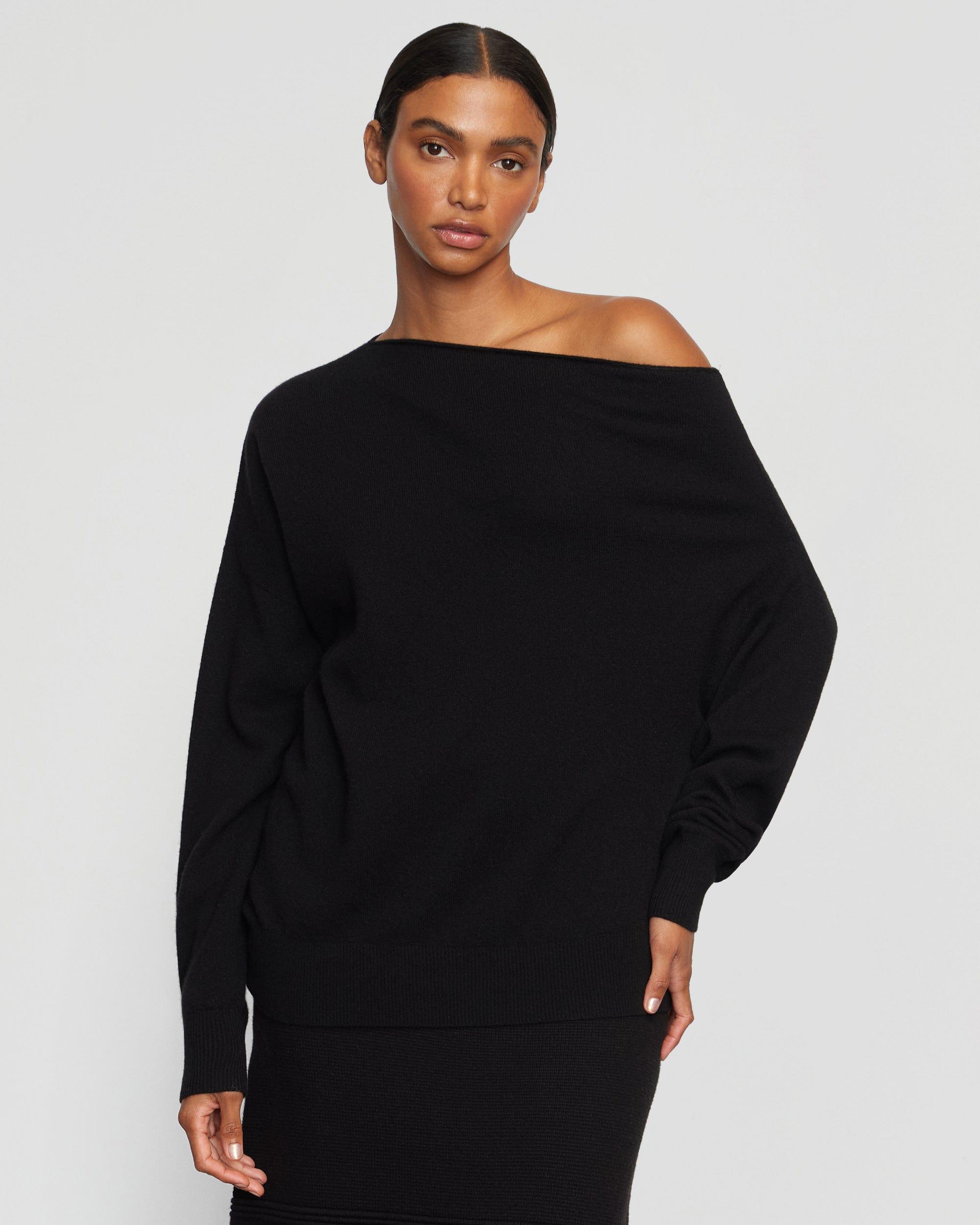 Lan Cashmere Off-Shoulder Sweater Product Image