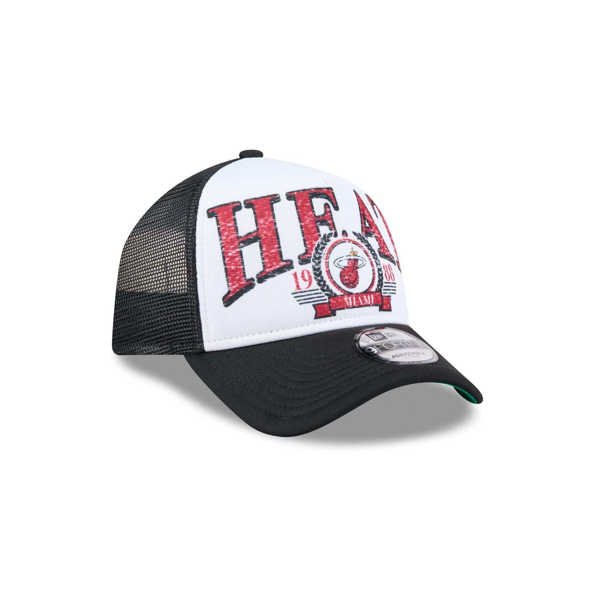 Miami Heat Distressed 9FORTY A-Frame Trucker Hat Male Product Image