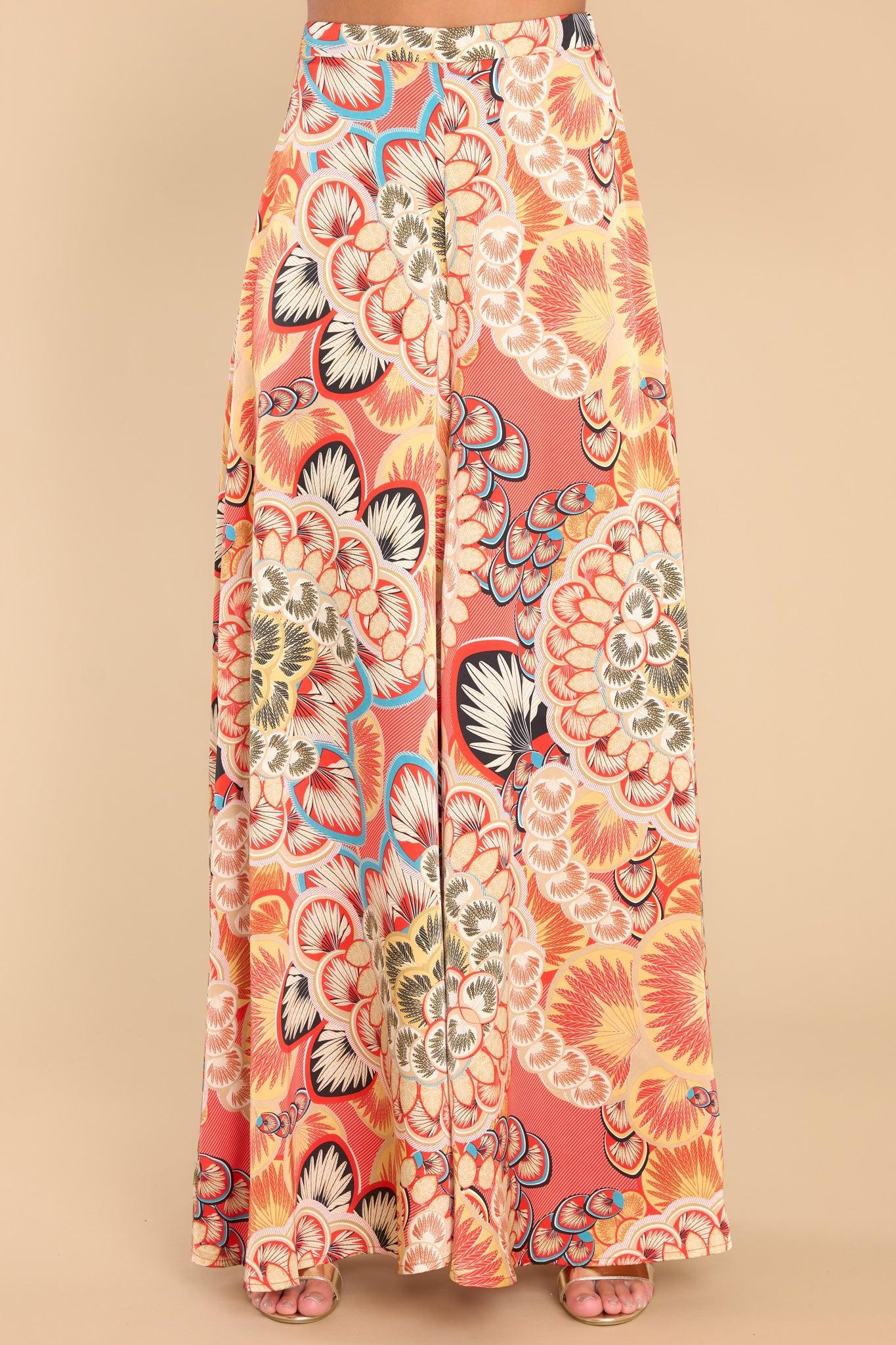 All For Me Spiced Coral Multi Print Pants Product Image