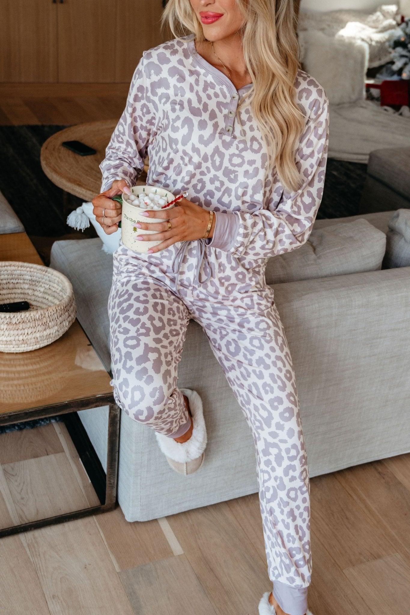 Super Soft Tan Leopard Print Pajama Set - FINAL SALE Female Product Image