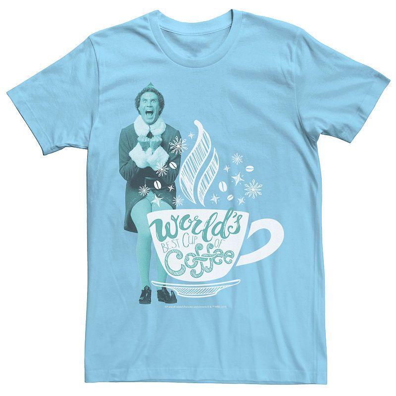 Men's Elf Buddy World's Best Cup Of Coffee Text Poster Tee, Size: XXL, Light Blue Product Image