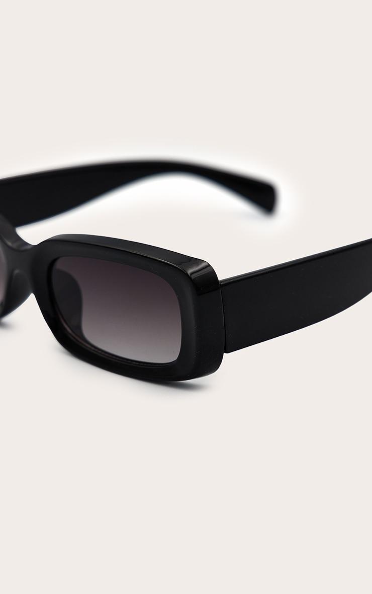 Black Rectangular Slim Frame Sunglasses Product Image