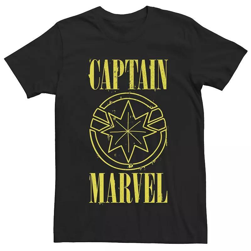 Men's Captain Marvel Yellow Spray Paint Tee,  Product Image