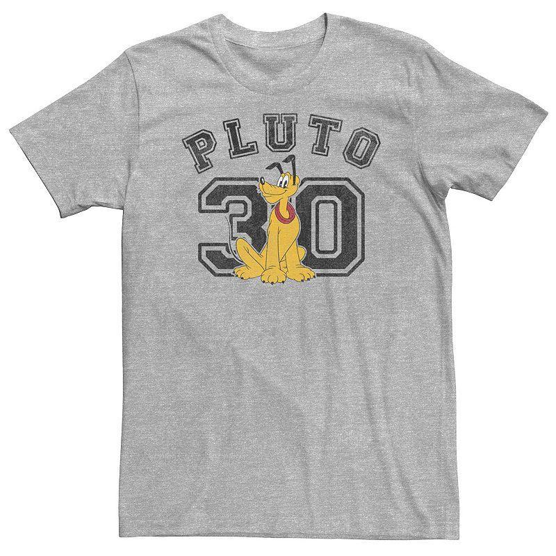 Disney's Pluto Big & Tall Varsity Text #30 Portrait Tee, Men's, Size: XXL Tall, Athletic Grey Product Image