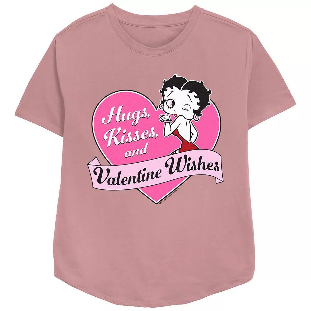 Women's Betty Boop Valentine Wishes Relaxed Fit Graphic Tee, Girl's,  Product Image