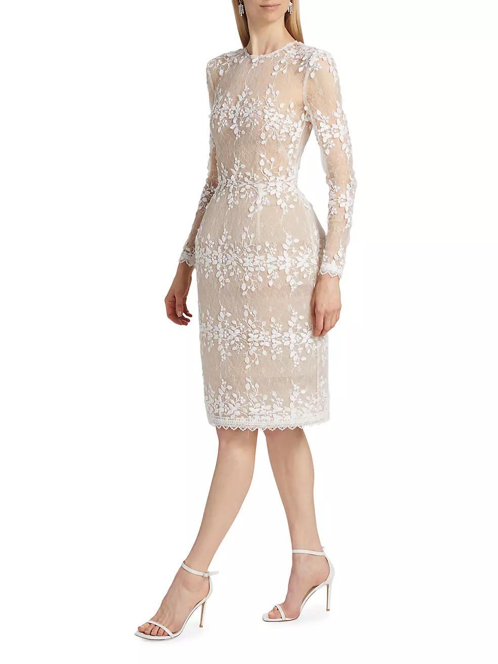 Masey Embroidered Lace Long-Sleeve Midi-Dress Product Image