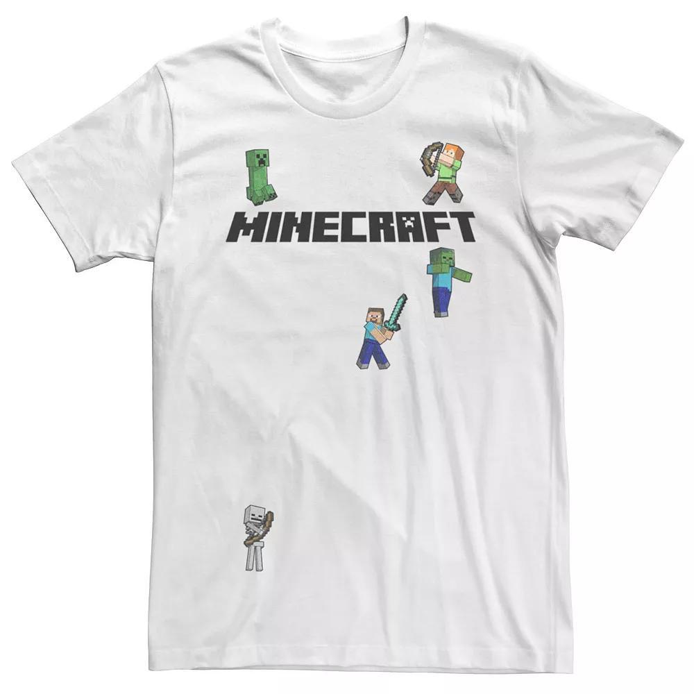 Men's Minecraft Creep Skeleton Zombie Sprites Overworld Logo Tee,  Product Image