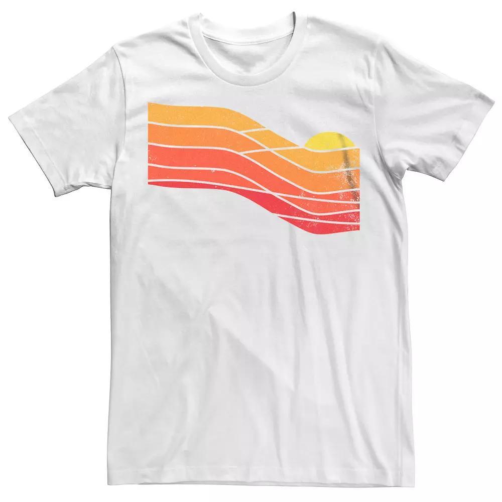 Men's 70's Retro Sunset Graphic Tee, Size: Medium, White Product Image