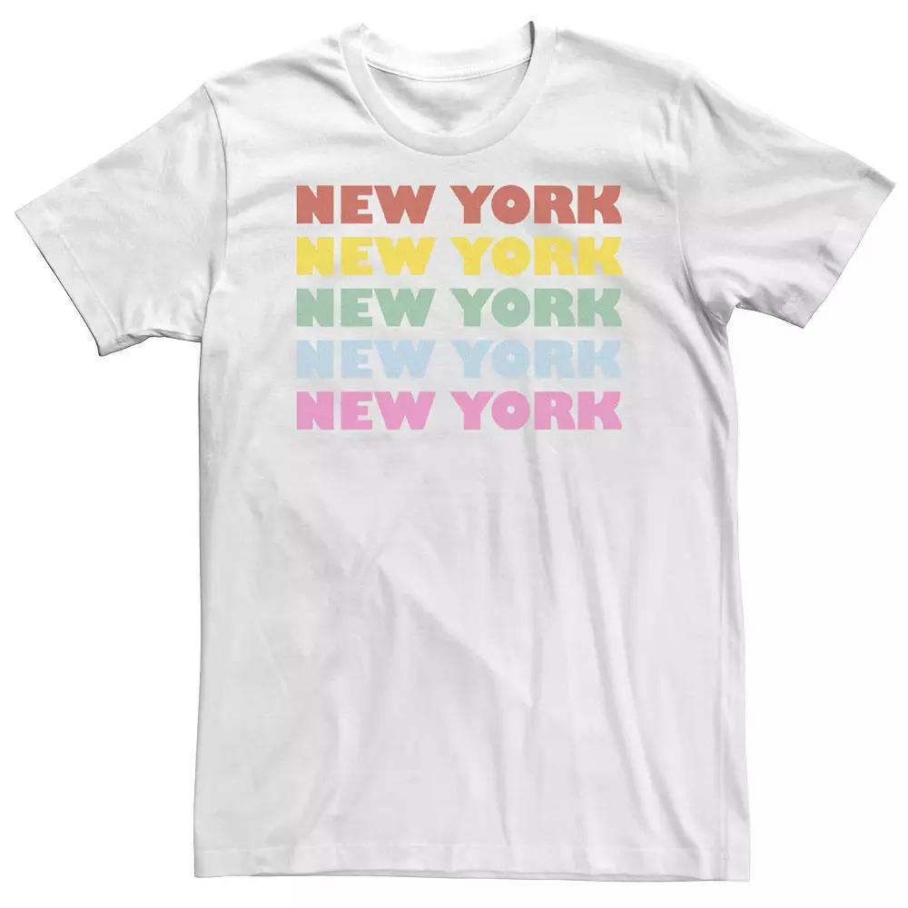 Big & Tall New York Solid Multicolor Stacked Design Tee, Men's,  Product Image