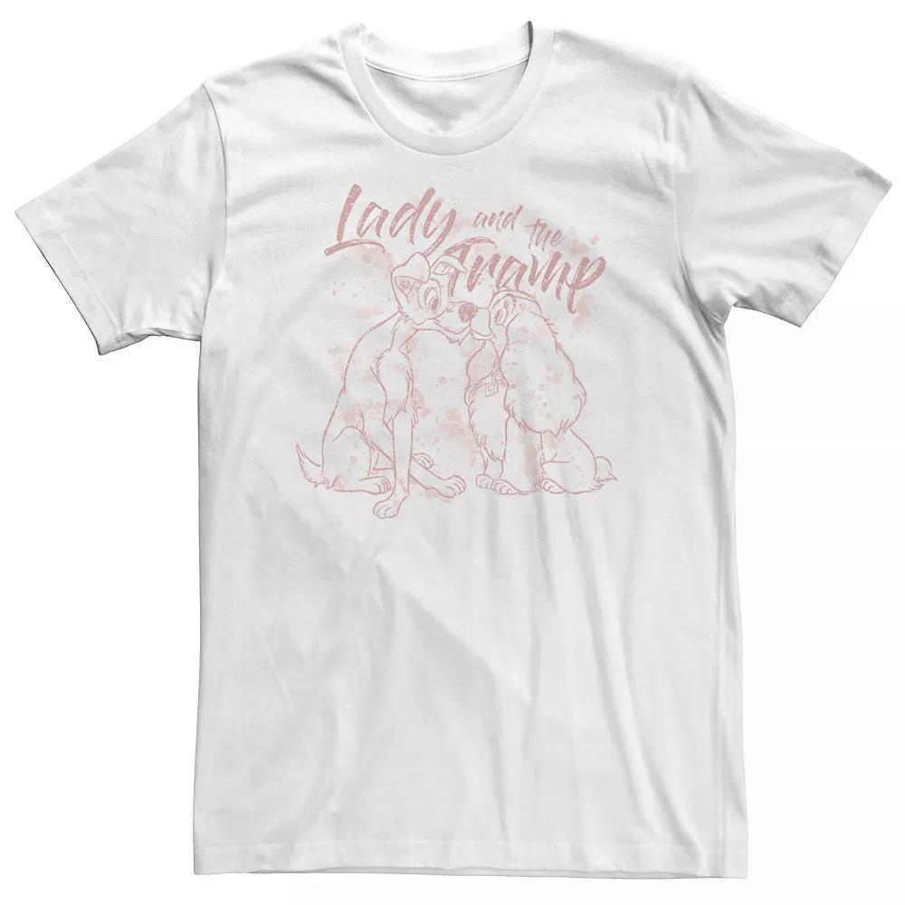 Big & Tall Disney Lady & The Tramp Splatter Outline Tee, Men's, Size: 5XL, White Product Image