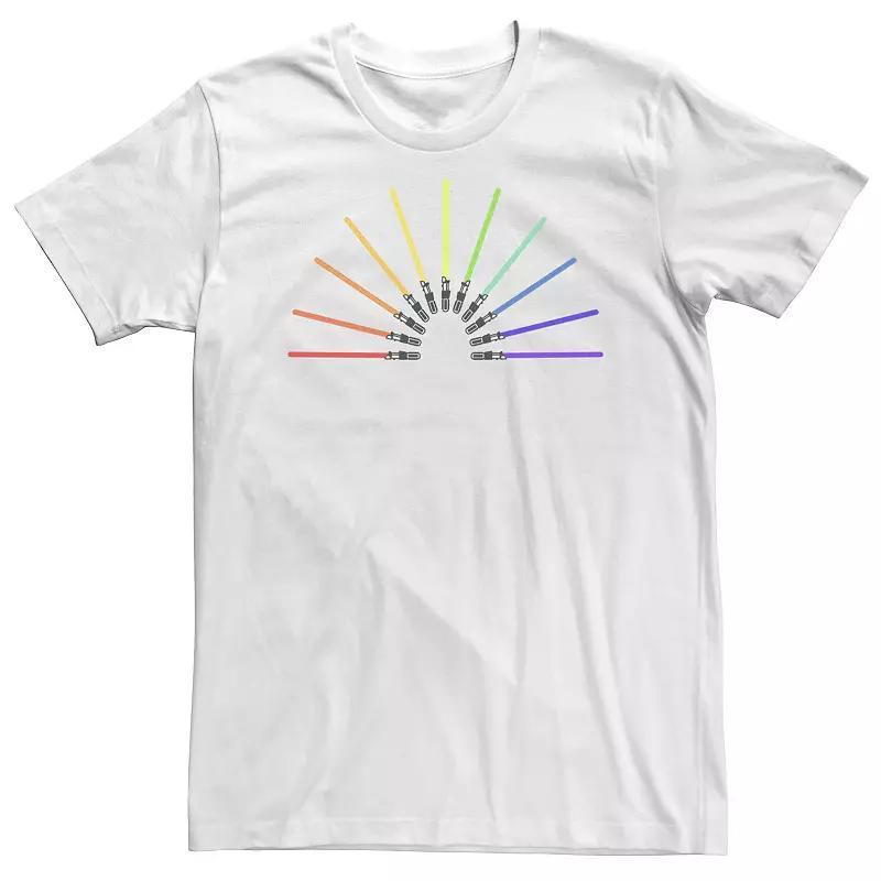 Big & Tall Star Wars Pride Rainbow Lightsabers Tee, Men's, Size: XL Tall, White Product Image