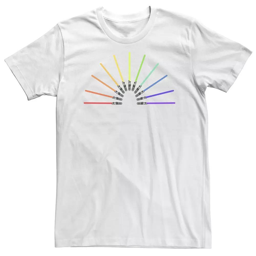 Big & Tall Star Wars Pride Rainbow Lightsabers Tee, Men's, Size: XL Tall, White Product Image