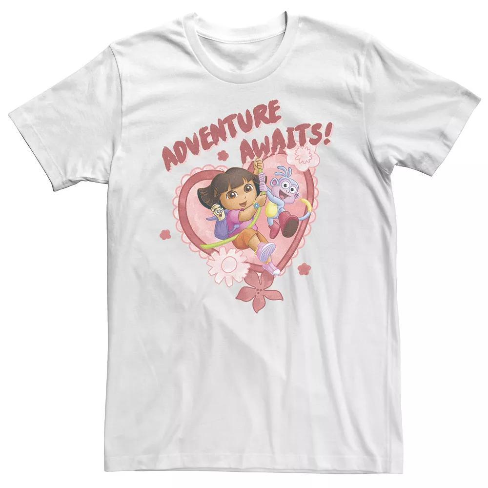 Big & Tall Dora The Explorer Adventure Awaits! Heart Shaped Group Shot Tee, Men's,  Product Image