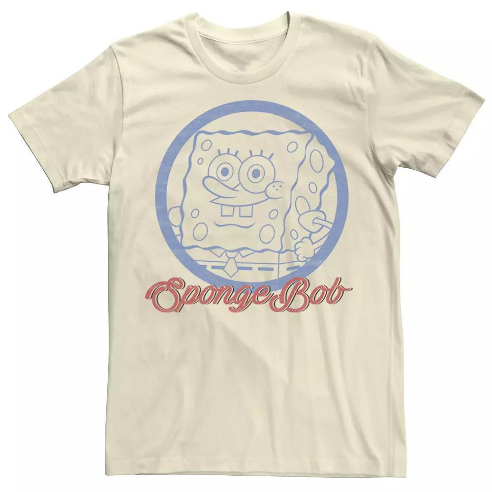 Men's Nickelodeon SpongeBob SquarePants Line Art Cursive Logo Portrait Graphic Tee,  Product Image